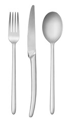 spoon, knife and fork on white background
