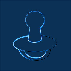 Vector isolated illustration of baby pacifier with neon effect.