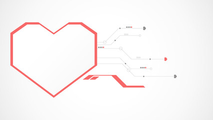 white red heart technology valentine background abstract. technology with line ,digital, heart, dot, hi-tech, valentine concept , vector. heart technological for valentine day, background, web banner.