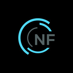 NF logo monogram isolated on circle element design template, NF letter logo design on black background. NF creative initials letter logo concept. NF letter design.
