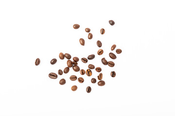 Coffee beans isolated on white background.