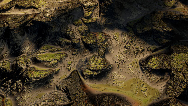a 3D imagined landscape.   An alien world.
