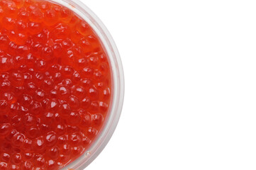 Red caviar close-up on a white background flat lay, delicacy, appetizer, salmon caviar, fish caviar, red caviar background wallpaper