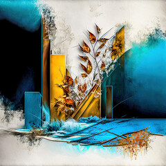 Abstrakt Wintercolor BLAU Grafik Gernerative AI Abstrakte Kunst Digital ART Illustration Cover Backdrop Hintergrund