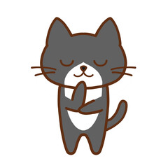 考えるかわいいハチワレ黒猫