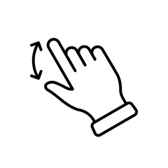 Hand Finger Swipe and Drag Up and Down Line Icon. Pinch Screen, Rotate on Screen Linear Pictogram. Gesture Slide Down and Up Outline Icon. Editable Stroke. Isolated Vector Illustration