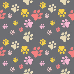 Paw seamless pattern vector doodle abstract animal footprint background for fabric, texture and wallpaper illustration for digital and print materials.