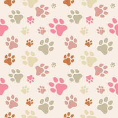 Fototapeta na wymiar Paw seamless pattern vector doodle abstract animal footprint background for fabric, texture and wallpaper illustration for digital and print materials.