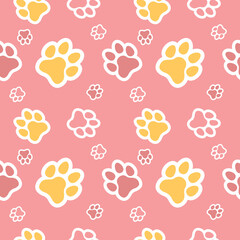 Paw seamless pattern vector doodle abstract animal footprint background for fabric, texture and wallpaper illustration for digital and print materials.
