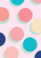 circulos de colores pastel con sombra color verde en un fondo rosado ideal para fondos de pantalla o portadas de moda o maquillaje 