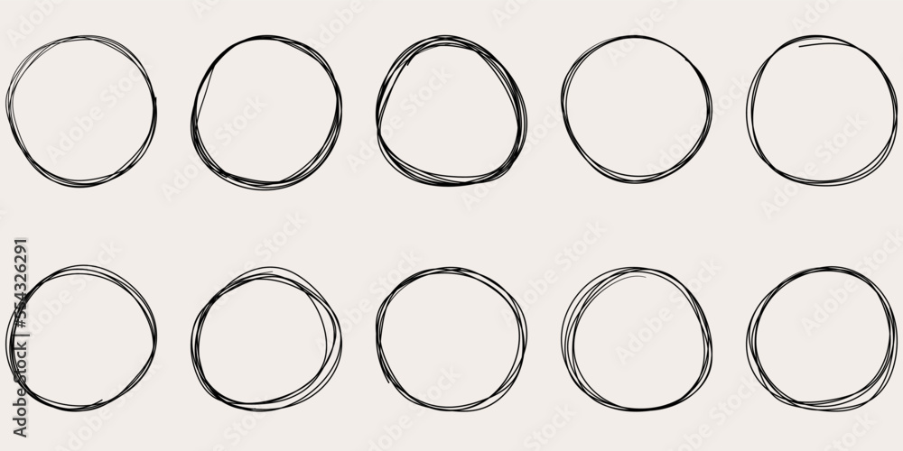 Poster circles hand drawn. vector set with black hand drawn circles.