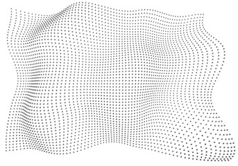 Halftone pattern  - 3d abstract shape design  - curved rectangle
