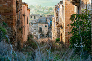 Poggioreale is a ghost town in the west of Sicily. The Belice Valley earthquake destroyed the entire town and killed 200 people in 1968. A new village was rebuilt down the valley