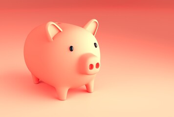 a 3d illustration of a pink piggy bank on a pinkish background. a concept saving money. financial investment growth concept.
