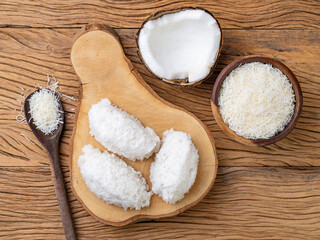 Fototapeta na wymiar Cocada, traditional latin american coconut candy with grated coconut