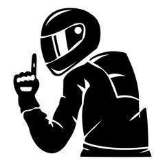 Back shot of man in full face motor helmet. Extreme sport logo template. Place for text.