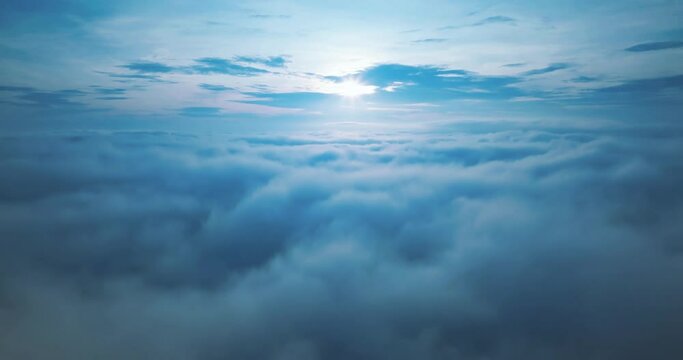 Aerial view landscape sea of fog