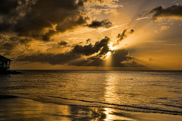 Fototapeta premium sunset at St. James Morgan bay at Saint Lucia Caribbean luxury island