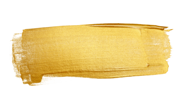 Gold (bronze) glittering color smear brushstroke stain blot on Png transparent background. Abstract Painting texture.