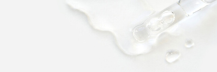 Serum gel texture swatch. Transparent drop with bubbles. Face skincare product. Liquid oil essence. Beauty smear. Vitamin collagen splash. Organic peeling treatment. Body health care essence