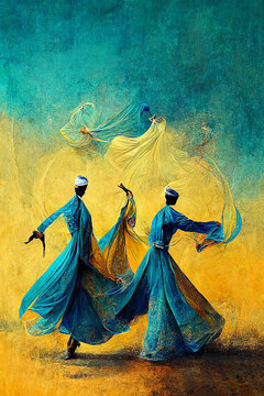 men sufi dance , Created with Generative AI technology