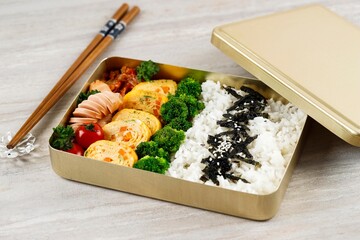 Dosirak, Korean Lunchbox Contains of Rice with Various Side Dish.