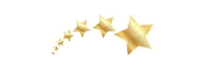 Seven bright golden stars, from the smallest star to the largest star.