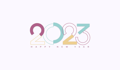 Happy new year 2023 greeting card.poster,template with paper cut out effect and outline number isolated  on light background.Vector design