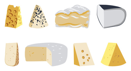 Set of different cheeses