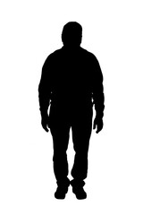silhouette of a senior man standing on white background