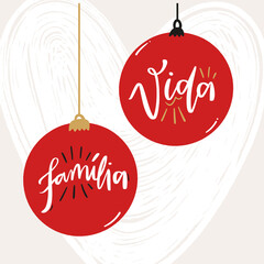 Família e Vida. Family and Life in brazilian portuguese. Modern hand Lettering. vector.
