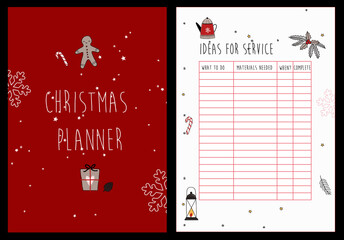 Christmas Planner with lists of ideas