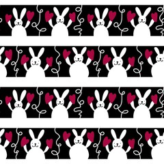 Cartoon animals seamless Easter eggs and rabbit bunnies pattern for wrapping paper and kids clothes print
