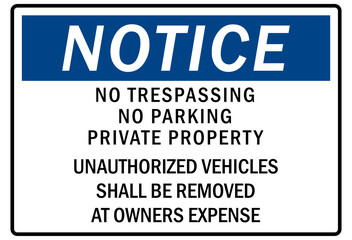 Parking-no parking sign no trespassing no parking private property