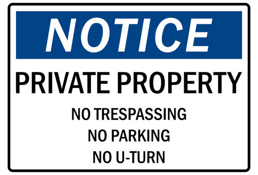 Parking-no parking sign private property no parking no trespassing no u-turn