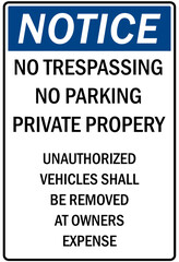 Parking-no parking sign no trespassing no parking private property