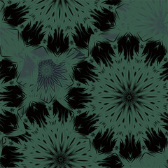 Flowers. Seamless floral background. Dark. Tracery handmade nature ethnic fabric backdrop pattern. Textile design texture. Decorative color art. Vector