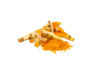 Turmeric and Turmeric powder on transparent png