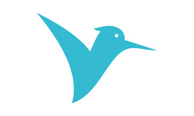 icon simple blue bird logo vector