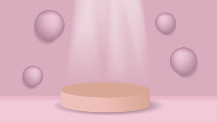 Pink podium stage background with light from above. suitable for products, advertisements, promotions, and banners