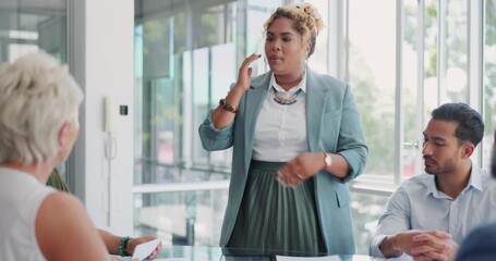 Business woman, mentor and coaching in meeting for marketing, advertising or corporate sales at office. Creative employee female discussing strategy, idea or planning for growth in company startup