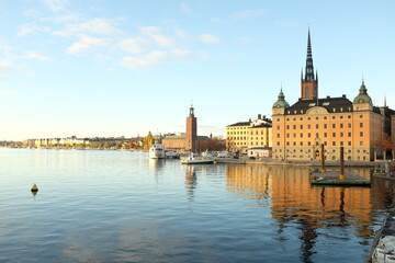 Stockholm City Hall and Riddarholm in Gamla Stan (Old Town)