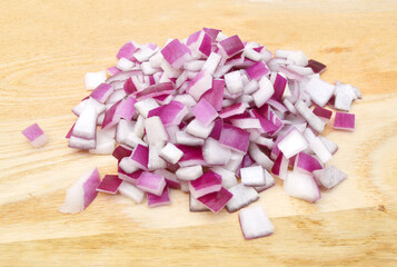 Sliced red onion on white background