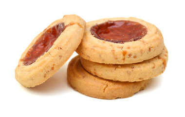 Cookies with jam closeup isolated on a white
