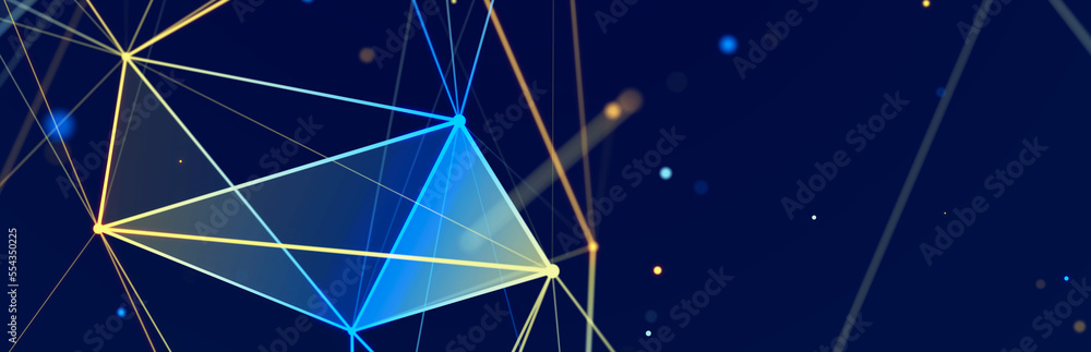 Poster colored polygonal structure. beautiful illustration with connected dots and lines. digital network b