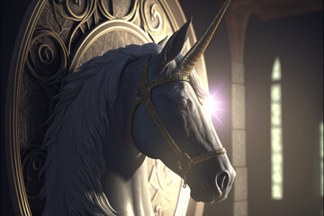 Unicorn stone bust | 3D Render - Generated by Generative AI