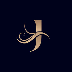 HAIR SALON GOLD BEAUTY WOMEN LOGO LETTER J