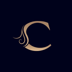 HAIR SALON GOLD BEAUTY WOMEN LOGO LETTER C