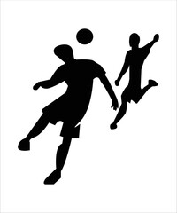 Set of isolated vector silhouettes, Soccer players, group of footballers