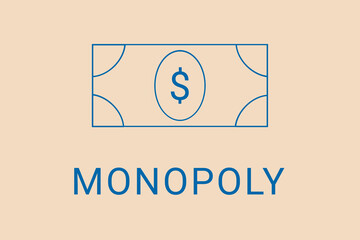 Obraz premium monopoly . Minimalist dollar image. Simple illustration on financial theme. monopoly blue logo. Beige XX background. Economic banner.ART blur